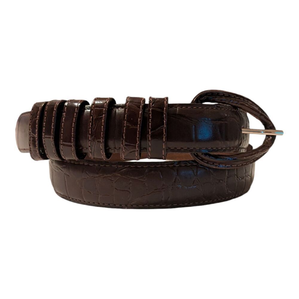 Vintage LeJon Chocolate Brown Imported Alligator Steerhide Leather Belt, M
